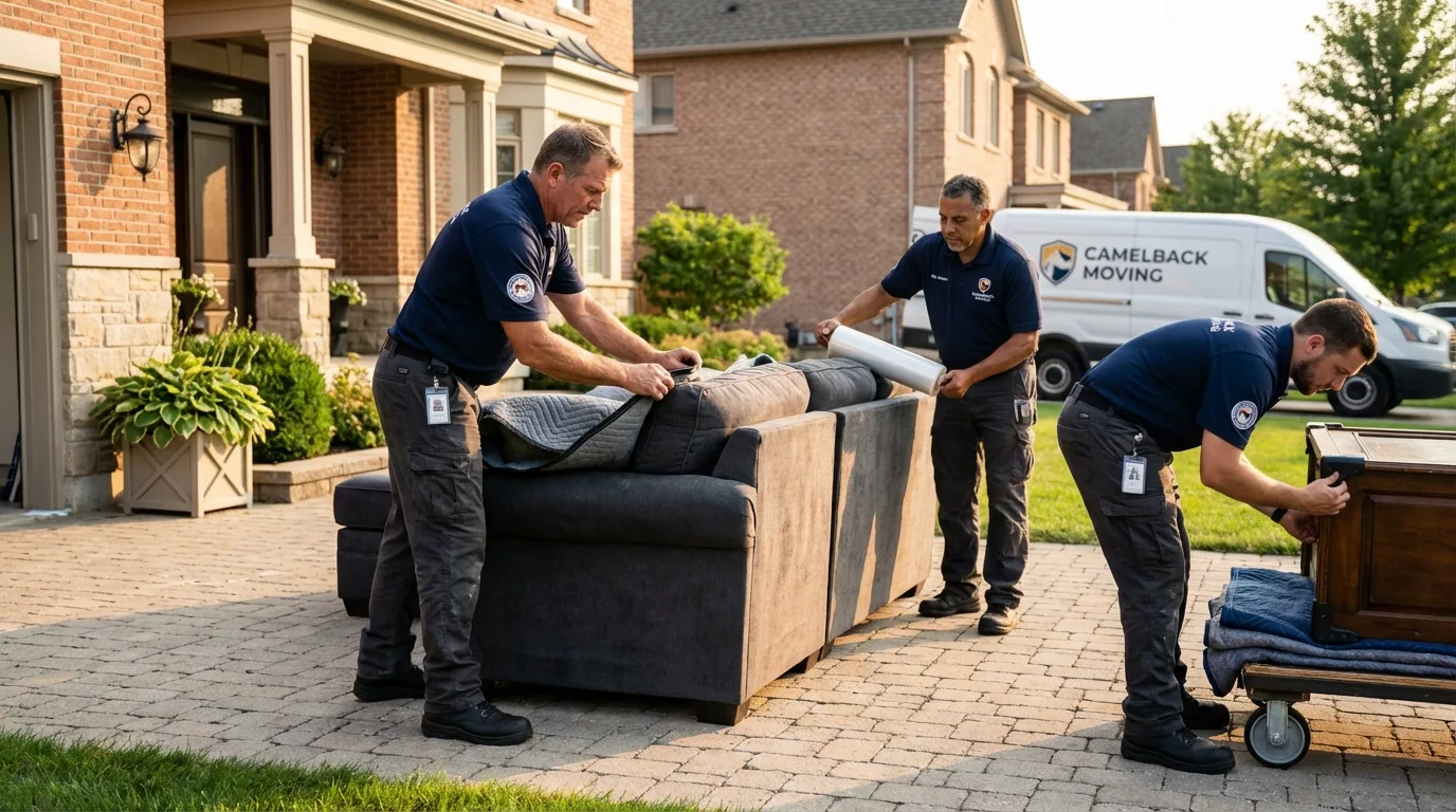 Large estate moving crew wrapping furniture in San Anselmo, CA